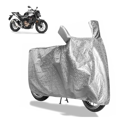 Sulfar Bike Cover for Honda CB500F / CB500X (Middleweight) | Waterproof, Dustproof & UV Protected | All Weather Two Wheeler Cover (Silver) New 2026 Va