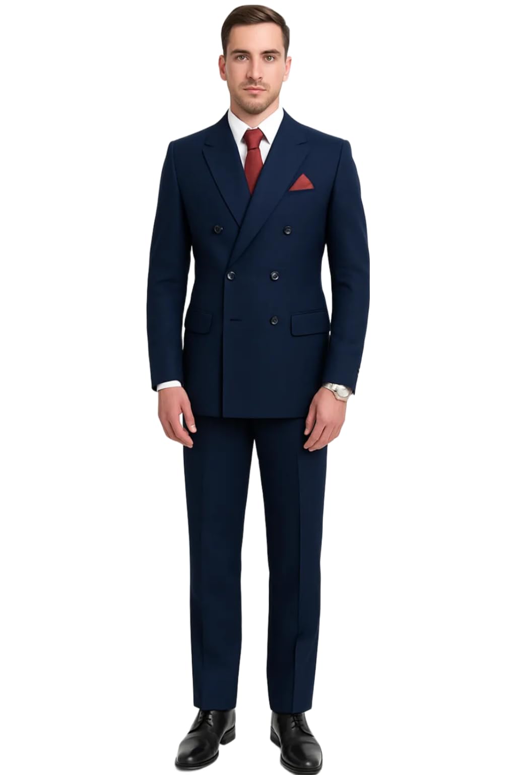 Trending Men's 2 Piece Double Breasted Suit (40-Blue)