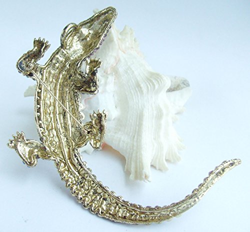 Image of 4.13 inch Alligator Crocodile Brooch Pin Pendant Austrian Crystal BZ5009