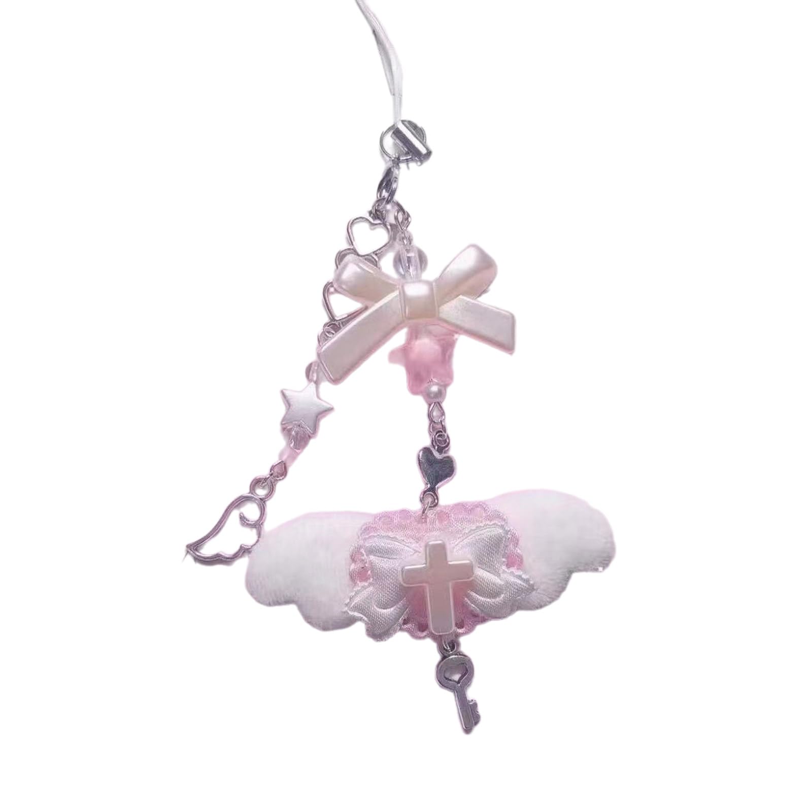 NEWFT Wing Keychain Pendant for Women Girls Fashionable Acrylic Cellphone Cord