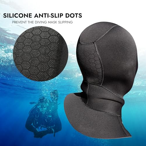 PAWHITS Neopren-Sturmhaube Tauchhaube Haube 3 mm Surfen Schwimmen Triathlon Neoprenanzug Kopfhaube Herren Damen Warm Taucherhaube Neopren Hood Mütze (XL)
