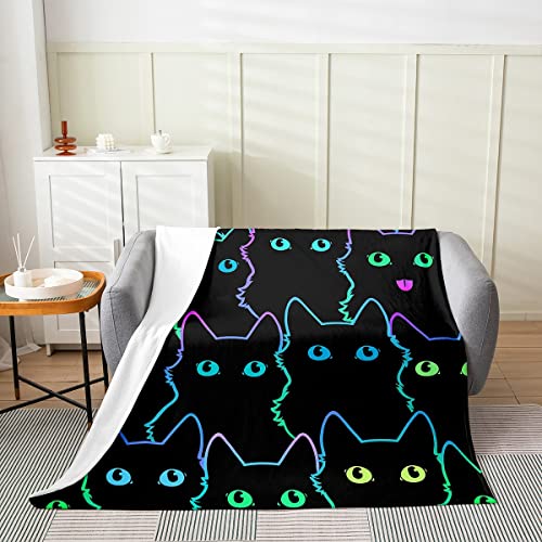 Cartoon Cat Fleece Throw Blanket Kids,3D Animals Theme Fuzzy Blanket for Bed Sofa Couch,All Season Pet Cats Bed Blanket Breathable Cute Kitten Print Plush Blanket Room Decor Twin 60"x80"