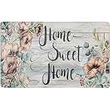 Home Dynamix Cozy Living Home Sweet Home Floral Runner Anti-Fatigue Kitchen Mat, Non-Slip Floor Mat, Padded Standing Desk Mat, Grey/Blue, 17.5'x30'