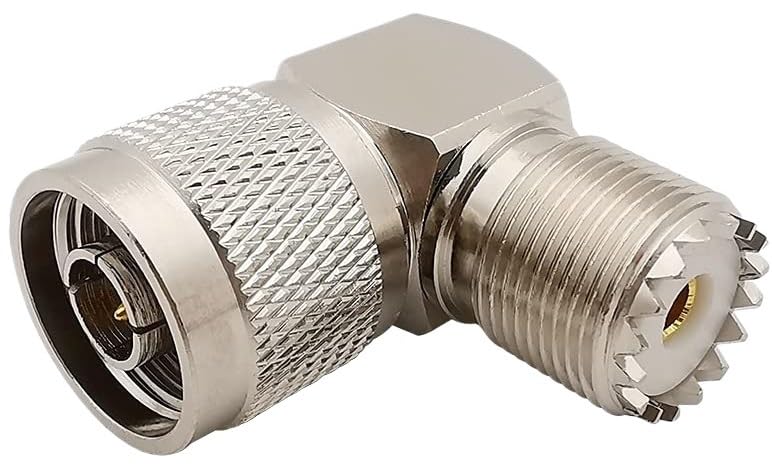 Adaptador N macho a UHF hembra en L para cable coaxial de antena RF
