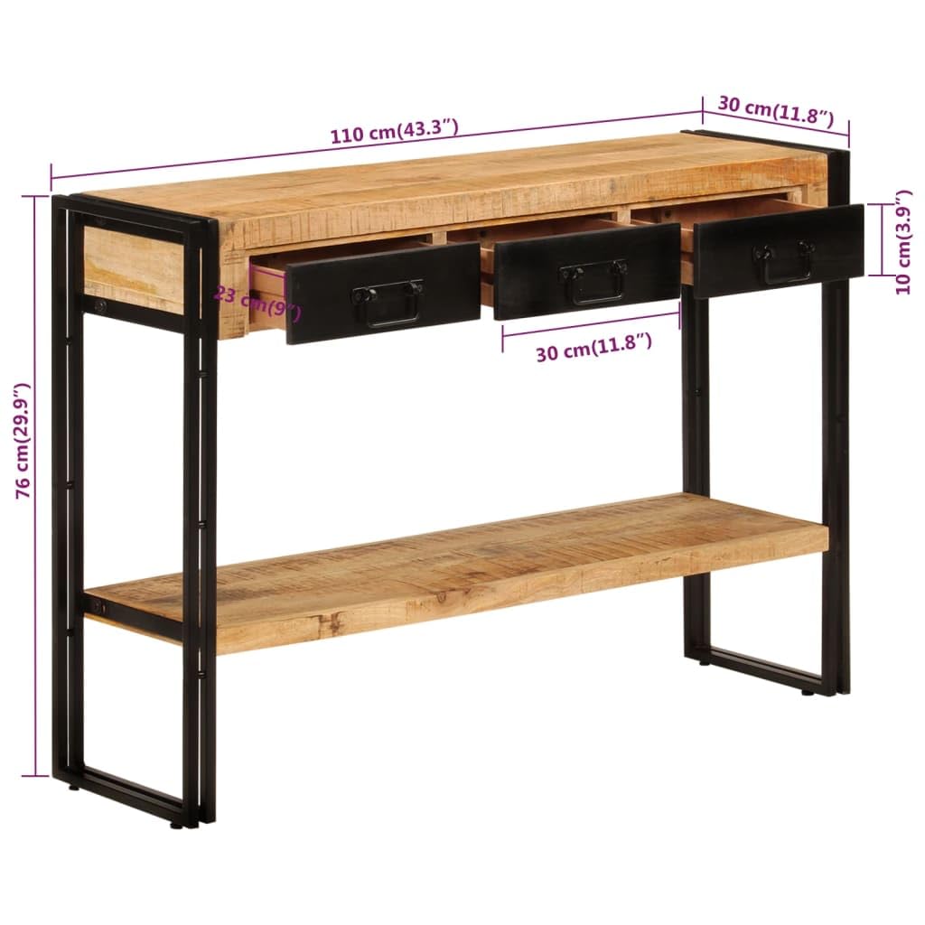 vidaXL Mesa Consola Auxiliar Estante Recibidor Mueble Almacenamiento Entrada Pasillo Salón Sala de Estar Dormitorio Madera Maciza de Mango