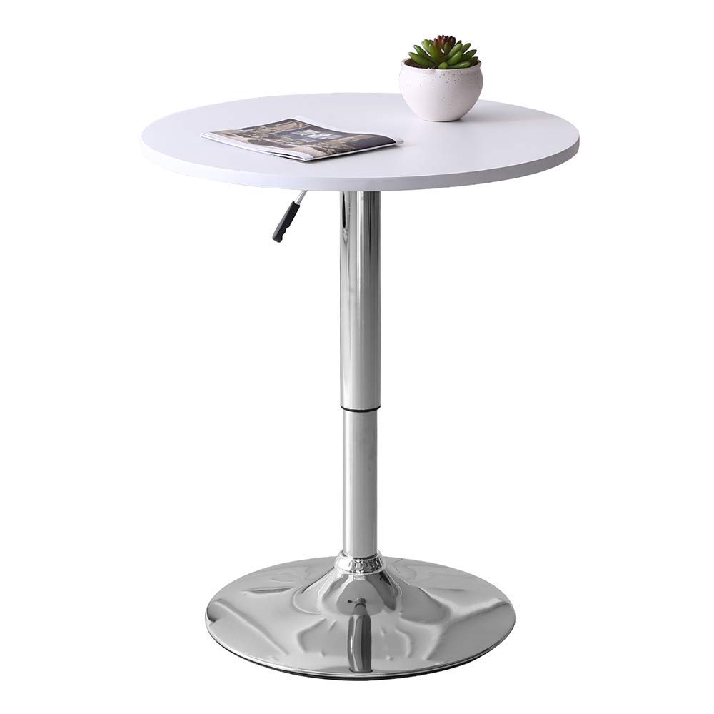 Xhcp White Bar Table Bistro Adjustable Height 70 90cm Wooden