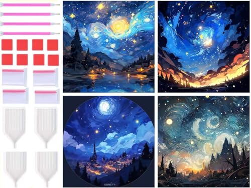 5D Diamond Painting Kit Complet Nuit étoilée Broderie Diamant Adulte 40x40cm