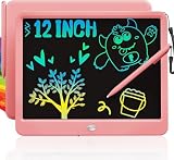 TEKFUN LCD Writing Tablet for Kids Girls Toys, 12 Inch Erasable Drawing Tablet Doodle Board Colorful Doodle Pad, Gifts for Toddlers Girls Adults (Pink)