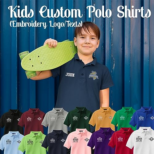 INK STITCH Youth Unisex Kids Y500 Custom Personalized Add Logo Texts Embroidery Silk Touch Polo Shirts3