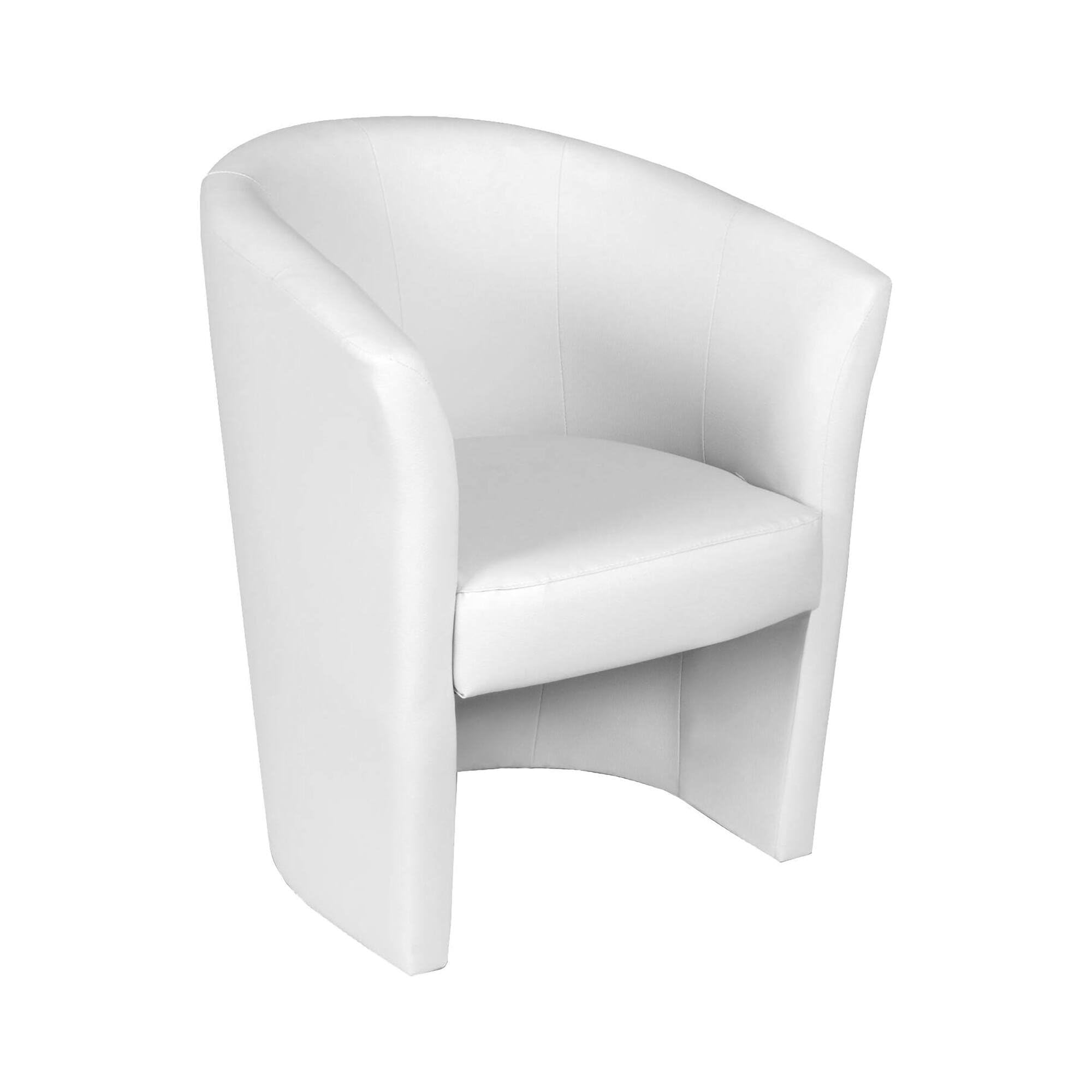Dmora - Poltrona Abrera, Poltrona da salotto, Seduta imbottita, Sedia con braccioli in ecopelle, 64x63h76 cm, Bianco