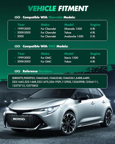 Image of SCITOO Motor Starter for SDR0070 Starters Fit for Chevrolet for Avalanche 1500 2002, for Chevrolet for Silverado 1500 1999-2003, for Chevrolet for Tahoe 2000-2003, for GMC for Sierra 1500 1999-2003