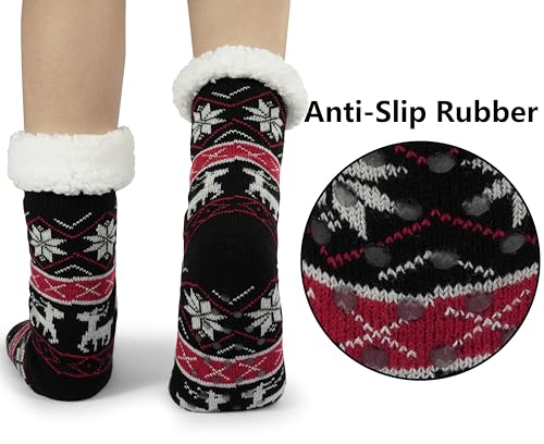 Image of BenSorts Women Winter Thick Slipper Socks with Grippers Non Slip Warm Fuzzy Socks Christmas Gifts