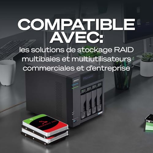 Seagate IronWolf Pro 4To, Disque dur d'entreprise interne NAS HDD, CMR, 3.5 Pouces, SATA 6Goits/s, 7 200 tr/min, 256 Mo de mémoire cache, Ouverture Facile, Services Rescue (ST4000NTZ01)