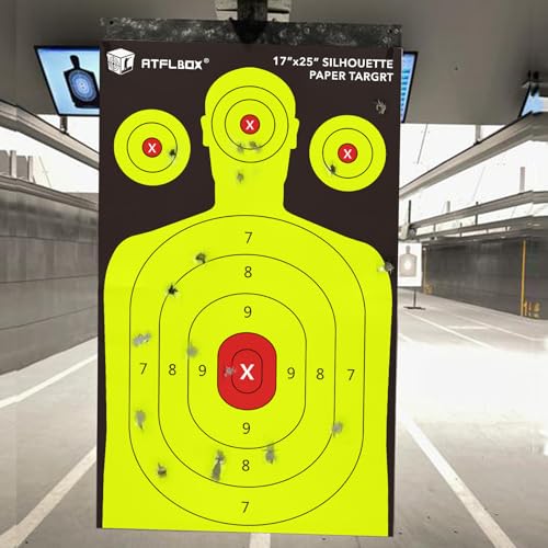 atflbox silhouette paper target for the range 17x25 inch high visibility target paper for indoor and outdoor shooting practice suitable for handgun pistol rifle airgun pellet bb gun