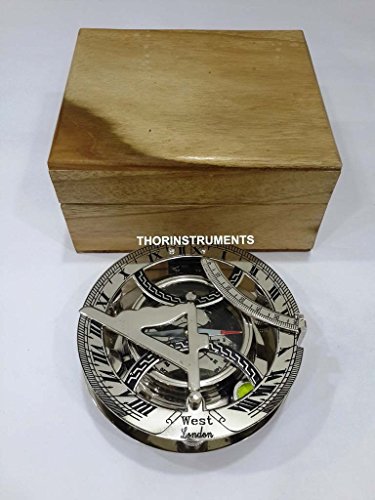 Brújula Reloj de Sol Náutica con Caja de Teak miniatura 2