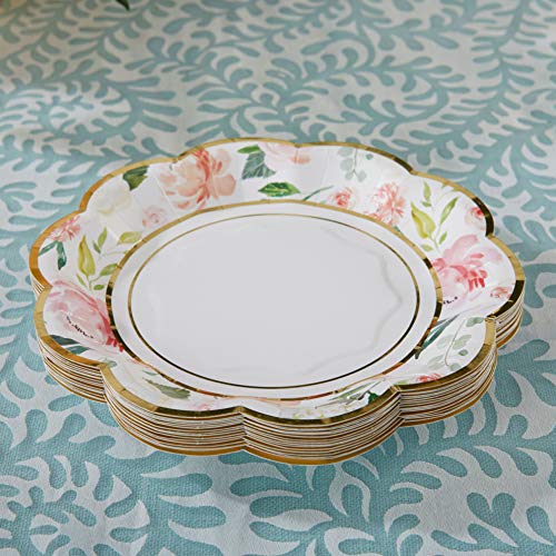 Kate Aspen Pink Floral 7 In. Decorative Premium Paper Plates (350 Gsm Weight -Set Of 16) - Perfect For Bridal Showers And Weddings, #TOP2