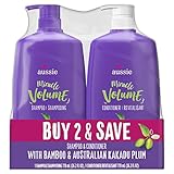 Aussie Miracle Volume With Bamboo & Kakadu Plum, Paraben Free Shampoo & Conditioner, 26.2 Fl Oz Dual Pack, 52.4 Fl Oz (Pack Of 2)