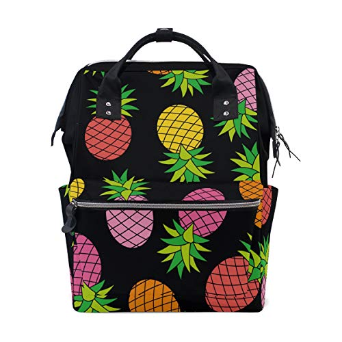 Mochila colorida con diseño de piña de gran capacidad, bolsa de viaje multifunción para mujeres