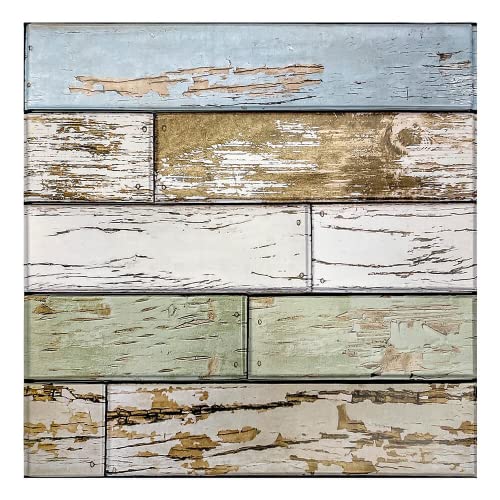Commomy 10 Pcs 3D Wall Panels Peel And Stick Wood Planks For Walls, 11.8'' X 11.8'', Retro Vintage Wood Pvc Wall Panels Peel And Stick Wall Tile For Living Room, Bedroom, Rustic Wall Decor #TOP11