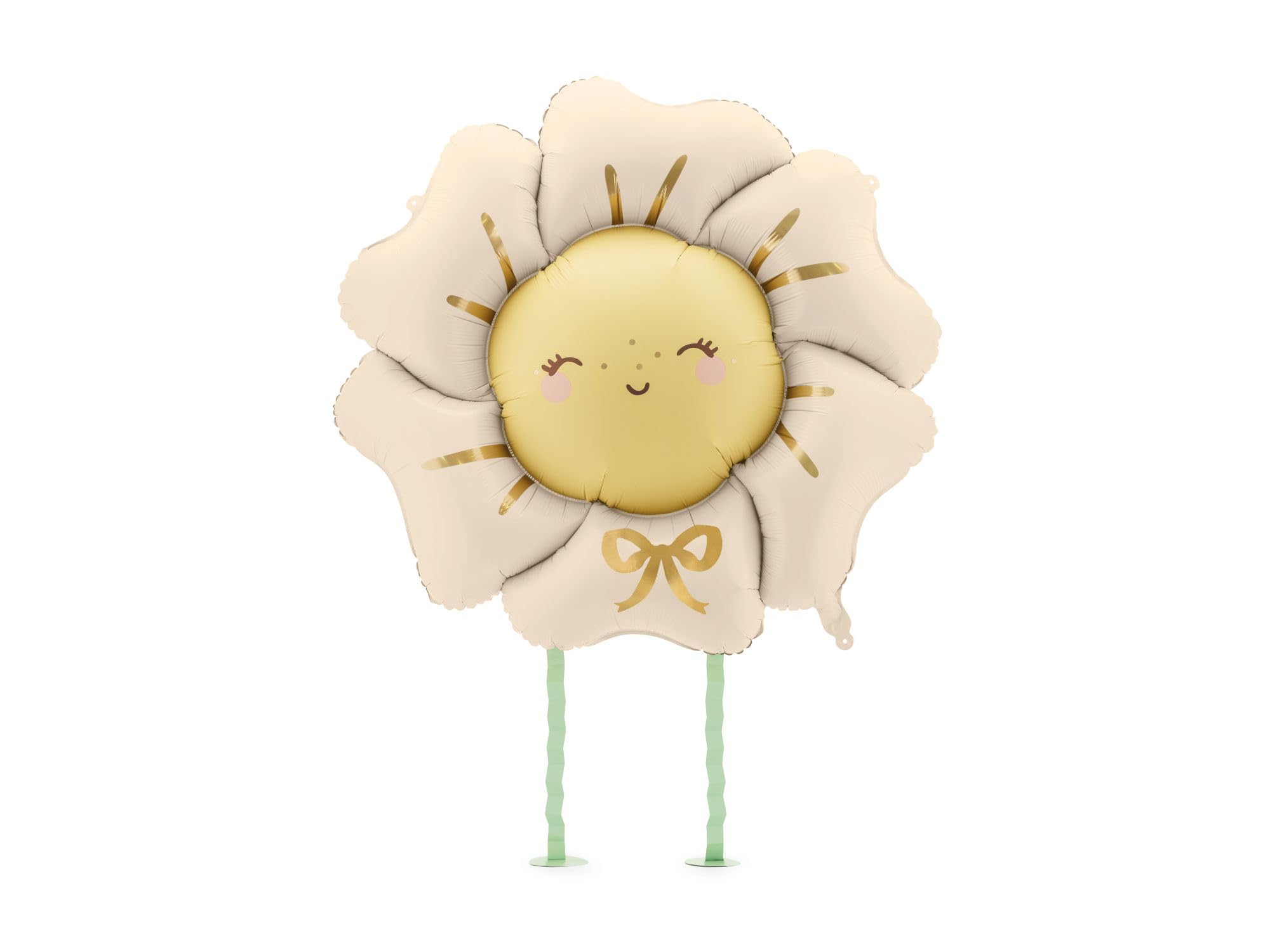 Running Foil Balloon Flower - Light Beige - 80 × 80 cm - With Legs & Straw - Helium Balloon for Children's Party