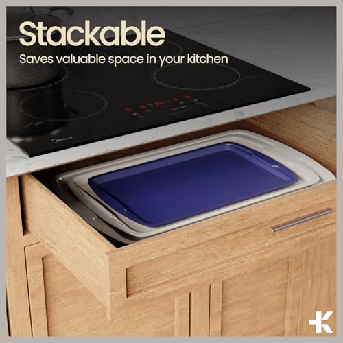Royal Blue 10-Piece Bakeware Sets, Nonstick Carbon Steel Baking Sheet & Pans, Stackable Space-Saving Bakeware, Dishwasher Safe, Stain-resistant, PFOAPFOSPTFE Free, Oven Safe Up To 450°F (230°C) by Bakken- Swiss - Image 6