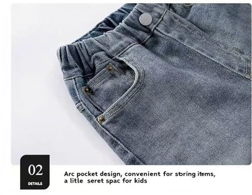 Boys Baggy Jeans for,Kids Wide Leg Cargo Jeans, Casual Elastic Waist Loose Fit Denim Pants, Y2k Streetwear with Pockets4