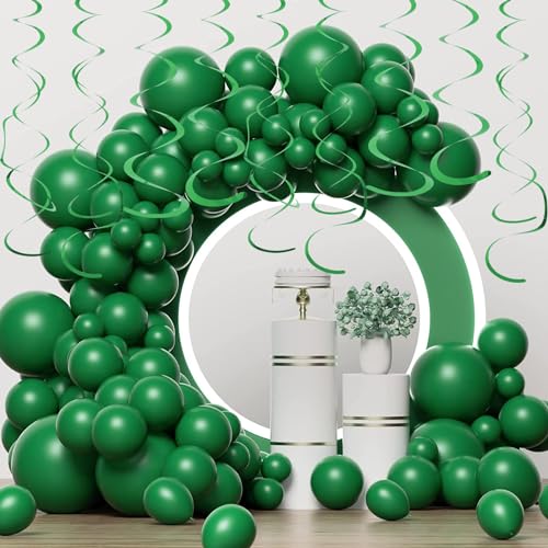 Image of 30 PCS Party Swirl Decorations Green Shinny Foil Hanging Swirl Decorations with Double-Swirls and Single-Swirls Plastic Streamer for Ceiling Plastic Metallic Streamer for Party Decorations