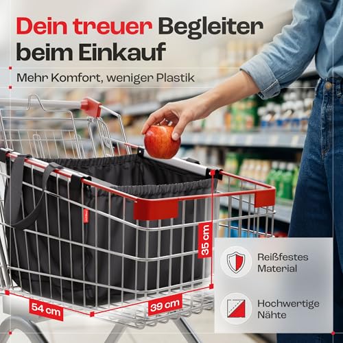 achilles Easy-Cooler Alu, Faltbare Einkaufswagentasche mit Kühlfach, Einkaufstasche passend für alle gängigen Einkaufswagen, 33x50x38cm