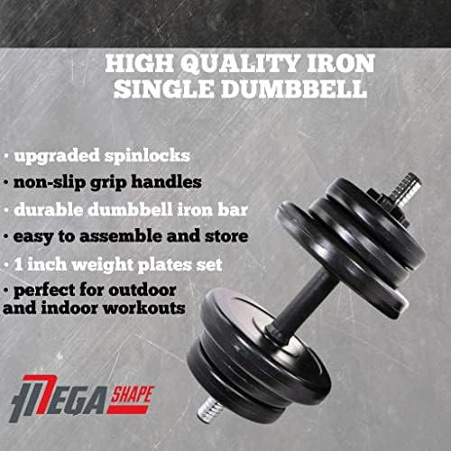 MegaShape Dumbbells 10kg - 25kg Weights (Single Dumbbell) - Adjustable Dumbbells with Iron Bar Hand Weights for Men and Women - Free Weights for Home Training Gym Weights (10kg, 15kg, 20kg, 25kg)