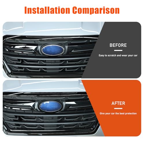 Image of Front Back Emblem Cover Trim Kit Emblem Badge Logo Ring Suitable for Subaru Forester 2022-2024 Rear and Front Emblems Trim Ring Cover Auto Tailgate Logo Cover (Matte Black)