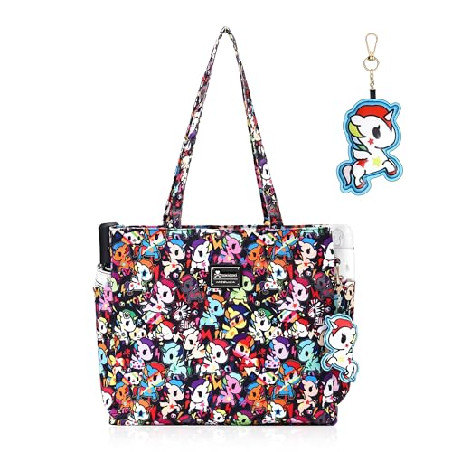 Image of tokidoki Large Tote Bag with Unicorno Keychain Laptop Travel Bag Shoulder Work Tote Weekender Bag Handbag for Women