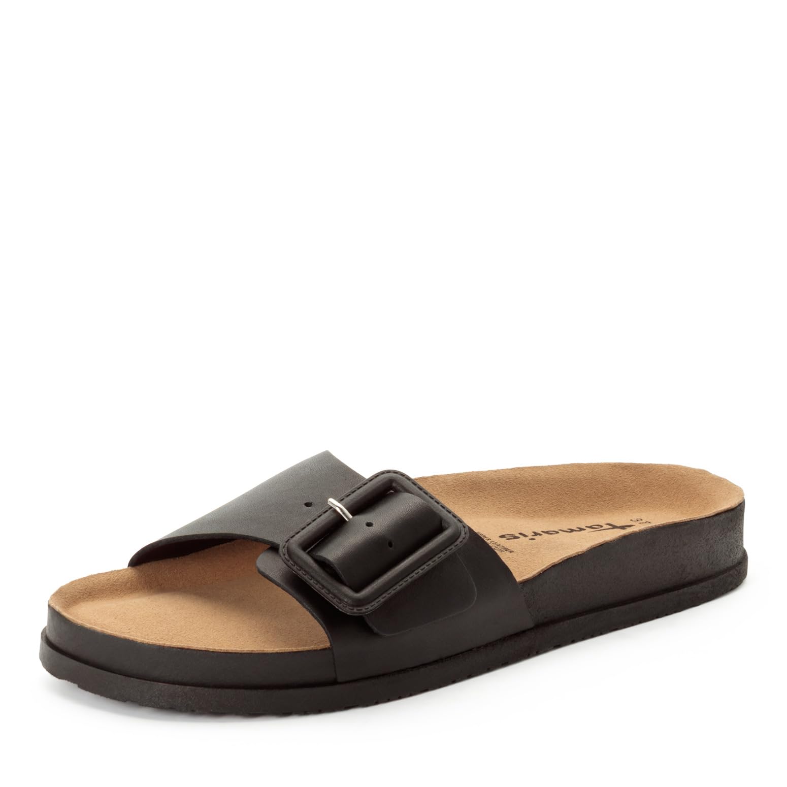 Tamaris Women's footbed mule leather flat black 6.5 UK