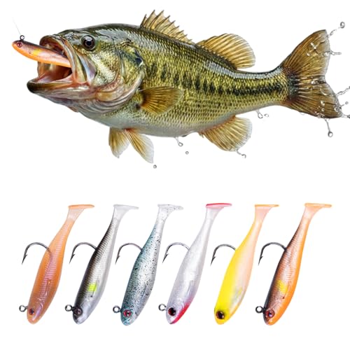 Autumnswan 6Pcs Easy Catch Pre-Rigged Soft Lures