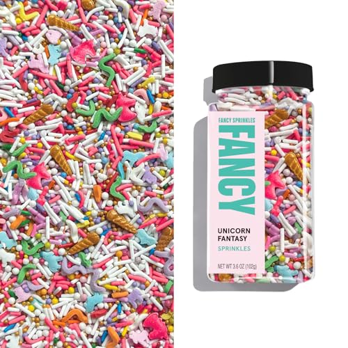 Image of Fancy Sprinkles Unicorn Fantasy Sprinkles | Pink, Purple & White Jimmies with Gold Unicorn Horns | Cake, Cupcake & Cookie Decorating | Girls Birthday & Party | 1 Pack (0.5c)