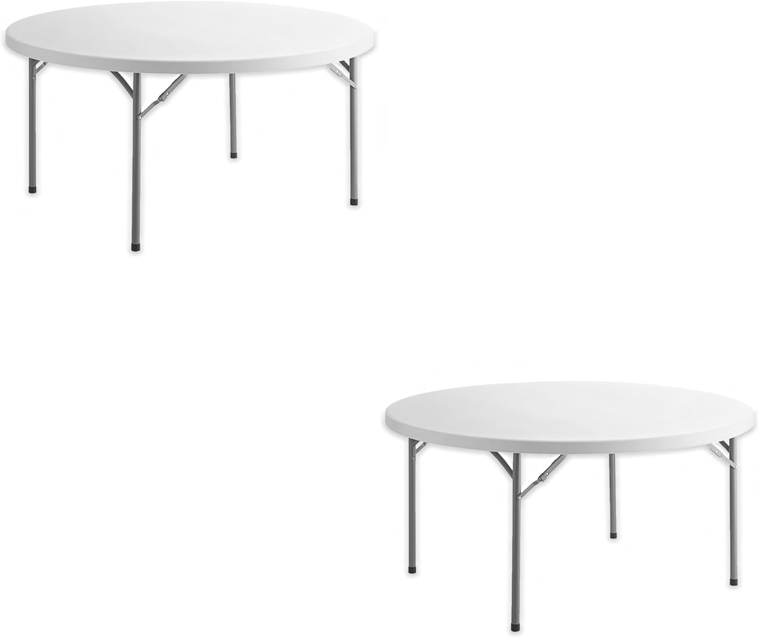 5ft FLDTBL Commercial Round Table, 60" Diameter, White, 8 Seating Capacity, Plastic, Foldable, Indoor/Outdoor