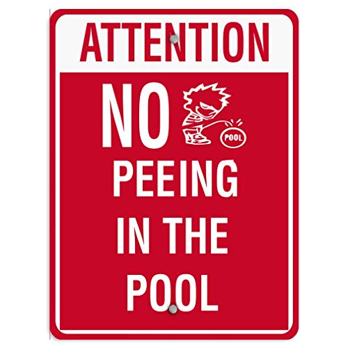 VinMea Attention No Peeing in The Pool Activity Sign Pool Signs Aluminum Metal Sign Street Signs 12X18 Inches