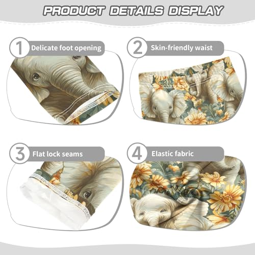 Girls Leggings Elephant Florals Soft Toddler Leggings for Girls Kids Pants Size 4T-10T3