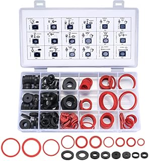 202 Pcs Rubber O Ring Gasket Kit, Rubber Sealing Hose Washers Set, O-Rings Assortment Kit for Tap Seal Plumbing Washer Seals Auto Quick Repair O Rings Red/Black - M3/M4/M5/M6/M8/M10