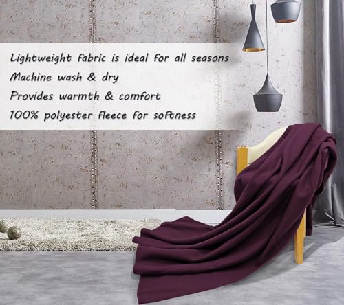 Image of Cloth Fusion Polar Fleece AC Blanket for Winter Single Bed,Soft Woolen Blanket for Travel & Sleeping (60x90 Inches, Wine)