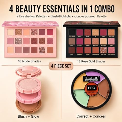 Image of HUDA GIRL Makeup Kit of 36Color Nude & Rose Gold Eyeshadow Palette