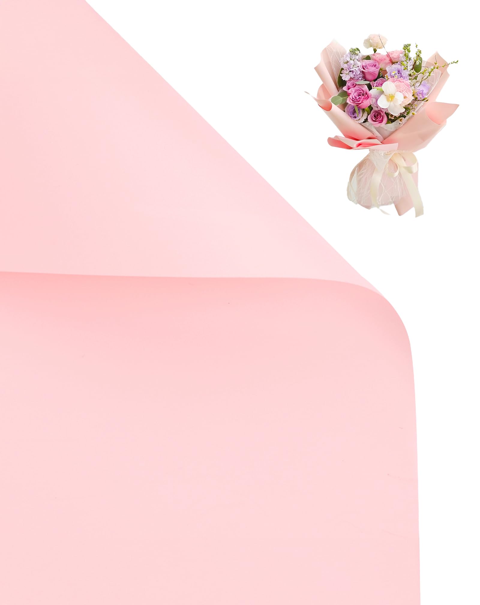 Matte Floral Wrapping Paper,40 Sheets of Korean Style Waterproof Bouquet Gift Wrap, Perfect for Fresh Flowers DIY Projects Birthday and Wedding Packaging, 17.7"x19.6" (Pink)