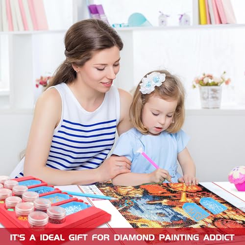 Image of Diamond Painting Accessories Tray Organizer, Art Painting Beads Sorting Storage containers, Diamond Art Tools Kits for Glitter Rhinestones /5D Diamond Embroidery /DIY Crafts (12 Slots Trays (Red))