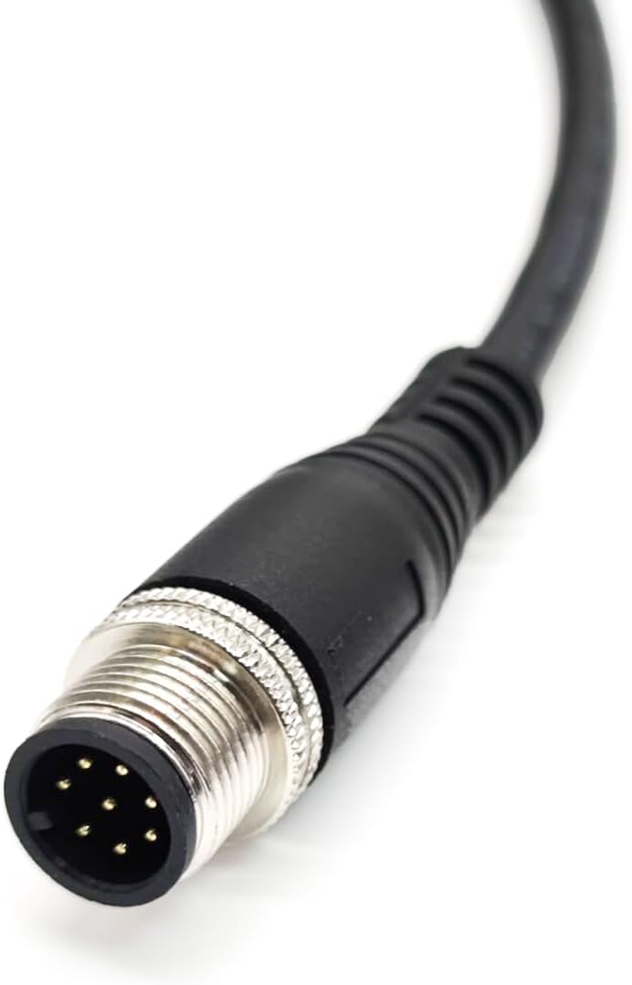 16.4Ft M12 8Pin Connector Cable A Code Straight Single Male Plug Socket Aviation Sensor Electrical PVC Cable IP67 Rated 30V/2A Unshielded for Industrial and Aviation AWG24 (5M PVC)