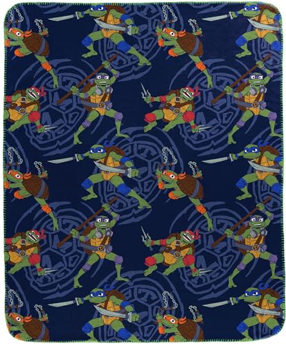 Jay Franco Kids Plush Throw Blanket Soft & Cozy Fleece Throw for Bedroom & Couch Dcor Official Licensed Product Blue - TMNT 40x50 - Travel Blanket