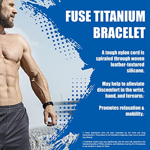 Phiten Fuse Titanium Bracelet - Durable Leather-Textured Silicone with Woven Nylon Cord, Permeated with Premium Aqua-Titanium and Micro-Titanium Spheres for Sports, Gym, Athletics for Men and Women2