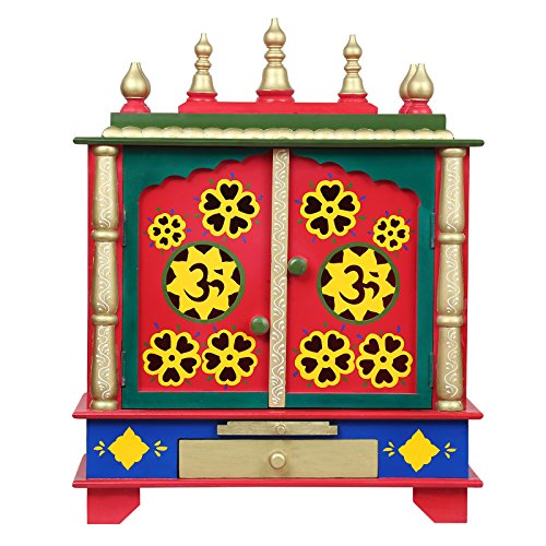 Mandir Pooja de madera de alta calidad templo mediano rojo para decoración y rezos en casa