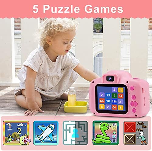 PROGRACE Kids Camera for Girls Toys - Dual Selfie Digital Camera for Kids Age 3 4 5 6 7 8 9 Year Old Birthday Girl Gifts Kids Camcorder Camera Toddler Video Recorder 1080P 2Inch Pink