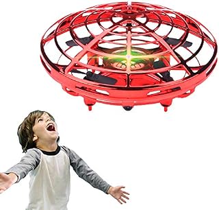 WALLE Drone for Kids Flying Ball Toys Hand Controlled Ball for 6 8 10 Children Boy Girl Gift(Red)