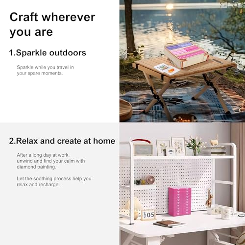 Image of CATEARED 2-in-1 Diamond Art Storage Containers,Anti-static Diamond Art Trays With Lids Diamond Art Accessories, 2-in-1 Storage, Bead Storage & Line-Up, Box Package (Pink, 20 piece Tray Kit)