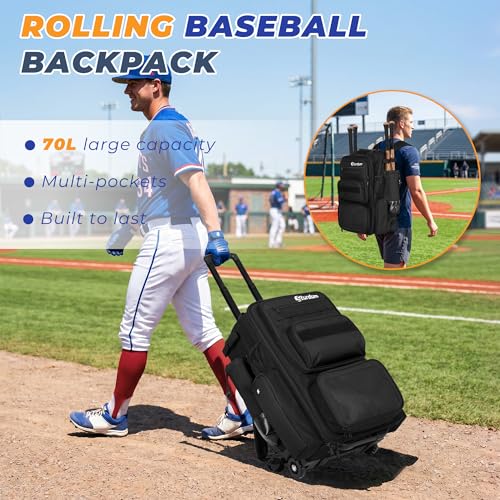 Sturdum 70L Rolling Baseball Backpack